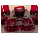 LLR - Cranberry Glass Dinnerware Set for Four -  Cups & Tumblers