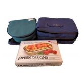 LLR - Pyrex 2-Qt Oblong Baking Dish in Rattan Basket - Includes 2 Travel Bags
