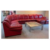 LR - Natuzzi Red Leather Sectional - Reclining Chaise