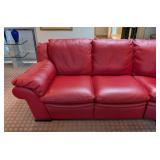 LR - Natuzzi Red Leather Sectional - Reclining Chaise