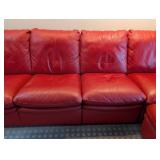 LR - Natuzzi Red Leather Sectional - Reclining Chaise