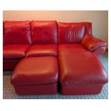 LR - Natuzzi Red Leather Sectional - Reclining Chaise