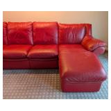 LR - Natuzzi Red Leather Sectional - Reclining Chaise