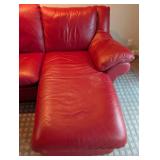 LR - Natuzzi Red Leather Sectional - Reclining Chaise