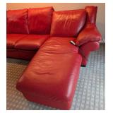 LR - Natuzzi Red Leather Sectional - Reclining Chaise