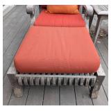 P - Smith & Hawken Teak Patio Chairs with Cushions & Ottomans, Side Table