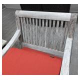 P - Smith & Hawken Teak Patio Chairs with Cushions & Ottomans, Side Table