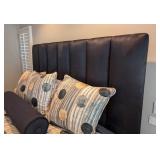 UL - King Size Upholstered Bed Frame with Black Headboard and Linens