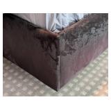 UL - King Size Upholstered Bed Frame with Black Headboard and Linens