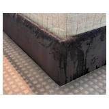 UL - King Size Upholstered Bed Frame with Black Headboard and Linens