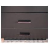UL - Pair of Black Glass-Topped Nightstands - 2-Drawer