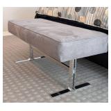 UL - Postmodern Chrome & Grey Upholstered Bench - Modern Living Room