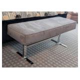 UL - Postmodern Chrome & Grey Upholstered Bench - Modern Living Room