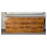 UL - Milo Baughman-Style Burled Wood Dresser with Chrome Accents