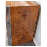 UL - Milo Baughman-Style Burled Wood Dresser with Chrome Accents