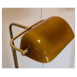 UL - Vintage Amber Glass Floor Lamps - Brass Stands - Pair