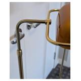 UL - Vintage Amber Glass Floor Lamps - Brass Stands - Pair