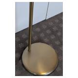 UL - Vintage Amber Glass Floor Lamps - Brass Stands - Pair