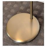 UL - Vintage Amber Glass Floor Lamps - Brass Stands - Pair