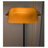 UL - Vintage Amber Glass Floor Lamps - Brass Stands - Pair