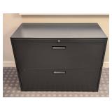 UL - Dark Grey Metal 2-Drawer Lateral File Cabinet 36W x 17.5D x 28H - Locking Top Drawer