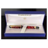 UL - Waterman Paris Fountain Pen - Red Marbled Celluloid, Gold Trim