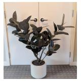 UL - Faux Rubber Plant - 3.5 ft Tall in White 10-in Pot
