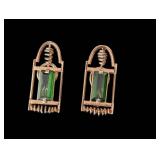 K - 14k Yellow Gold Green Tourmaline Earrings
