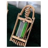 K - 14k Yellow Gold Green Tourmaline Earrings