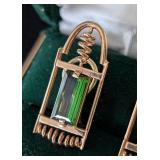 K - 14k Yellow Gold Green Tourmaline Earrings