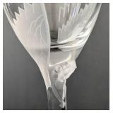 UL - Pair of Lalique Crystal Glasses, Etched Leaf Pattern