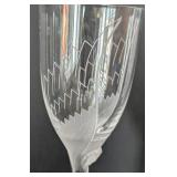 UL - Pair of Lalique Crystal Glasses, Etched Leaf Pattern