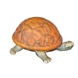 UL - Turtle Table Lamp - Orange Carved Shell on Silver Base