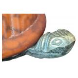 UL - Turtle Table Lamp - Orange Carved Shell on Silver Base