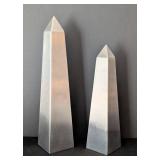 UL - Deters Obelisks - Pair of Signed Brushed Metal Obelisks