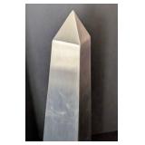 UL - Deters Obelisks - Pair of Signed Brushed Metal Obelisks