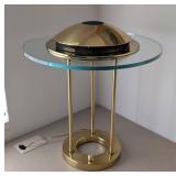 LB - Brass Desk Lamp with Glass Round Top - Vintage Mid-Century Modern