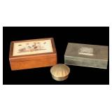 UL - BK Designs 3 Vintage Trinket Boxes - Floral Inlays & Pressed-Plant Lid, China Made