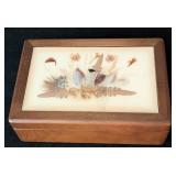 UL - BK Designs 3 Vintage Trinket Boxes - Floral Inlays & Pressed-Plant Lid, China Made
