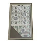 LLR - 1981 Series One Dollar Bills Framed Money Collage