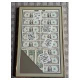 LLR - 1981 Series One Dollar Bills Framed Money Collage