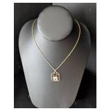 K - 14K Gold Pendant Necklace - Topaz Gemstone, 22" Chain
