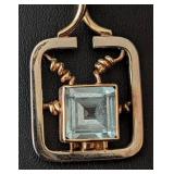 K - 14K Gold Pendant Necklace - Topaz Gemstone, 22" Chain