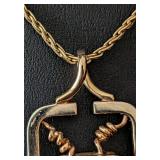 K - 14K Gold Pendant Necklace - Topaz Gemstone, 22" Chain