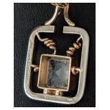 K - 14K Gold Pendant Necklace - Topaz Gemstone, 22" Chain
