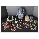 K - Faux & Cultured Pearl Necklace & Earrings Set - Cream Multi-Strand Pearls