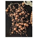 K - Faux & Cultured Pearl Necklace & Earrings Set - Cream Multi-Strand Pearls
