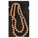 K - Faux & Cultured Pearl Necklace & Earrings Set - Cream Multi-Strand Pearls