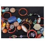 K - Faux & Cultured Pearl Necklace & Earrings Set - Cream Multi-Strand Pearls