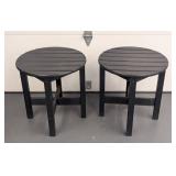 G - Pair of Round Grey Wood Composite Side Tables